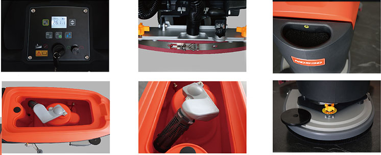 Купить поломойку - малоразмерная самоходная аккумуляторная поломоечная машина ND530 Noblelift для мойки полов производственных помещений, складов, теплых паркингов. Доставка по России, лизинг