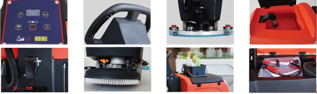 Поломоечную машину NB460 Noblelift купить у изготовителя - новая малогабаритная толкаемая ручная поломоечная машина для влажной уборки полов различных по назначению помещений, складов, теплых парковок