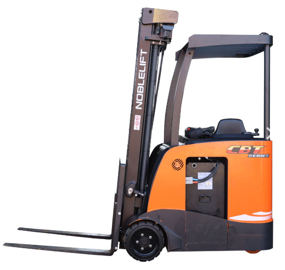 Электропогрузчики Noblelift CBT15 с положением оператора стоя купить. Купить китайский трехопорный электрический погрузчик Noblelift с расположением оператора стоя CBT15 грузоподъемностью 1500 кг. Высота подъема вил до 6200 мм, зависит от мачты