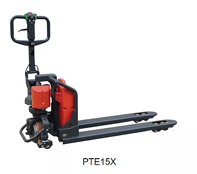 Самоходные тележки (электротележки) SPTE15X / PTE15X от официального дистрибьютора Noblelift купить. SPTE15X - полуэлектрическая самоходная рохля с AC двигателем хода, подъем вил - вручную. PTE15X - электророхля с электроподъемом вил. 1500 кг, съемная АКБ